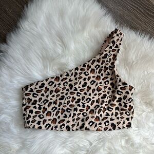 Ryderwear Leopard Print One-Shoulder Top